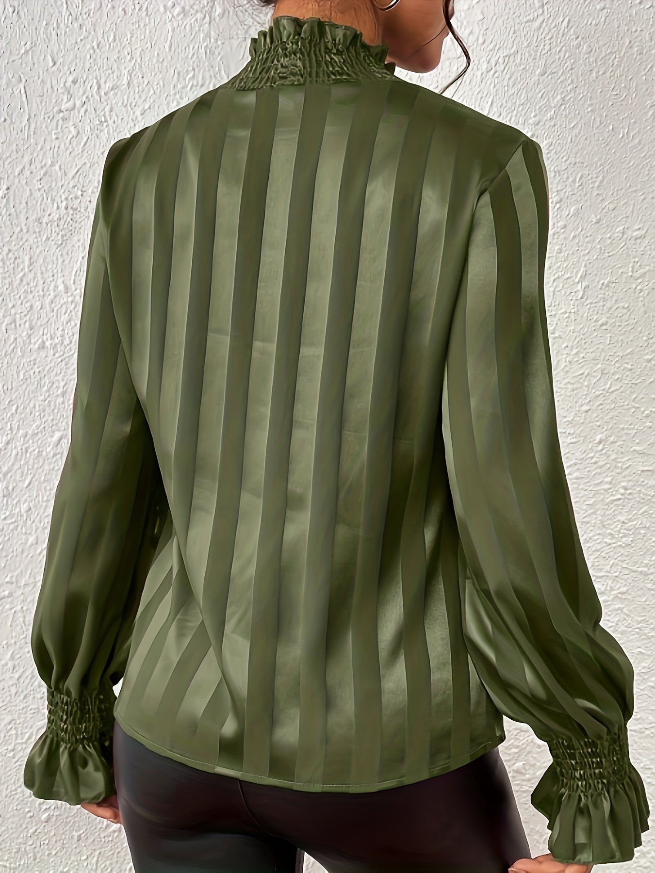 Chic Long Sleeve Satin Striped Blouse for Women