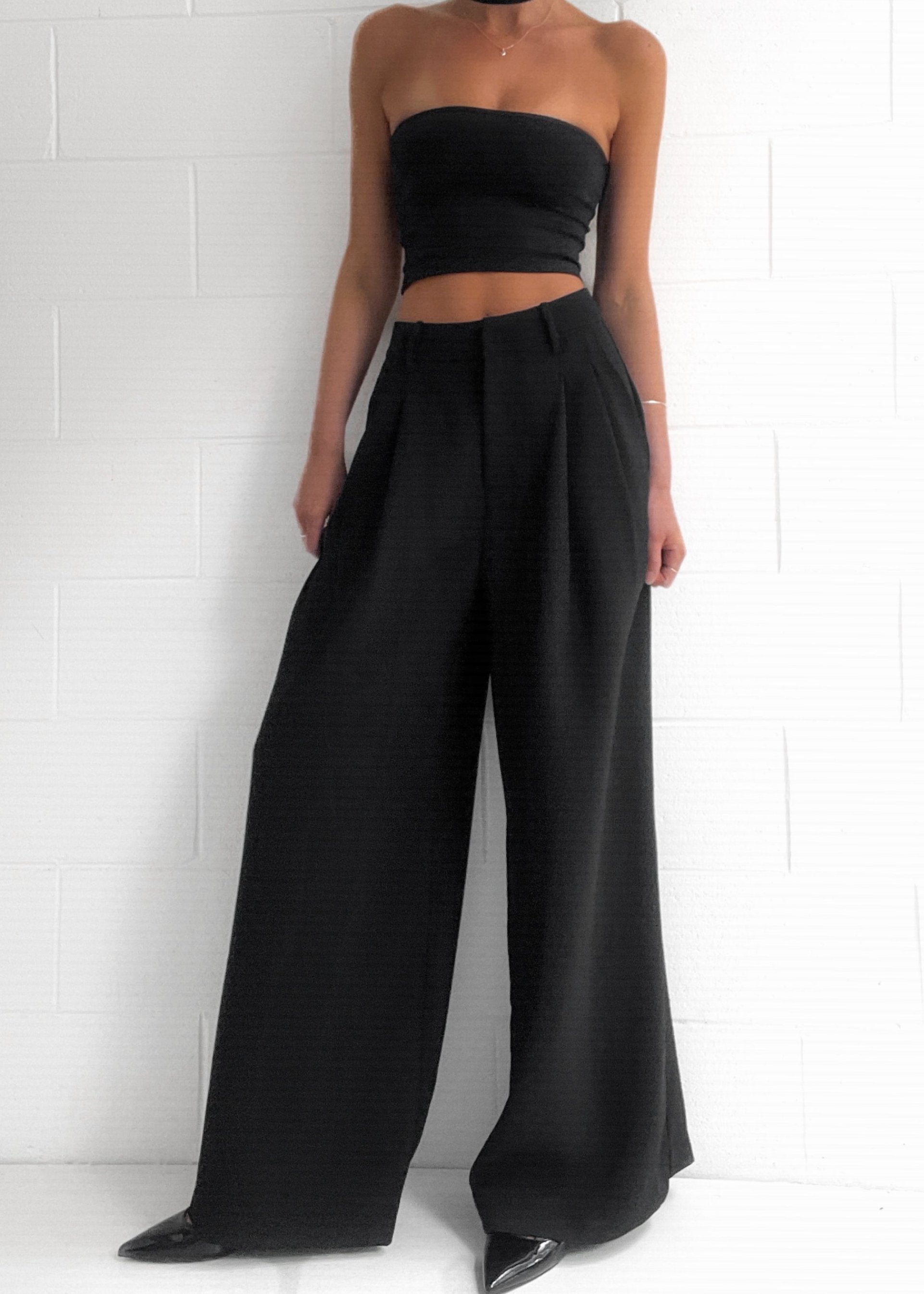 Mandi | Black High-Waisted Palazzo Trousers