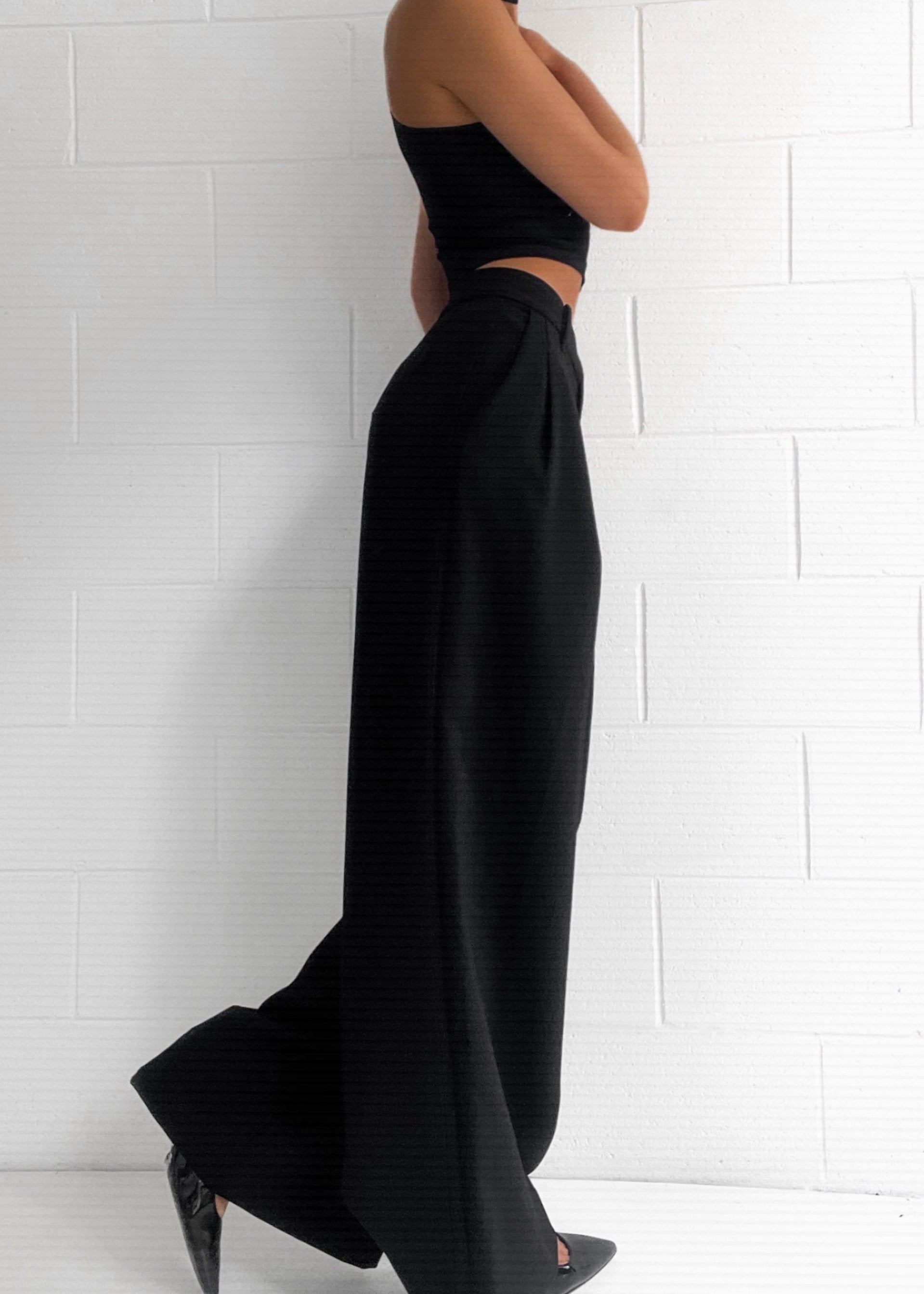 Mandi | Black High-Waisted Palazzo Trousers