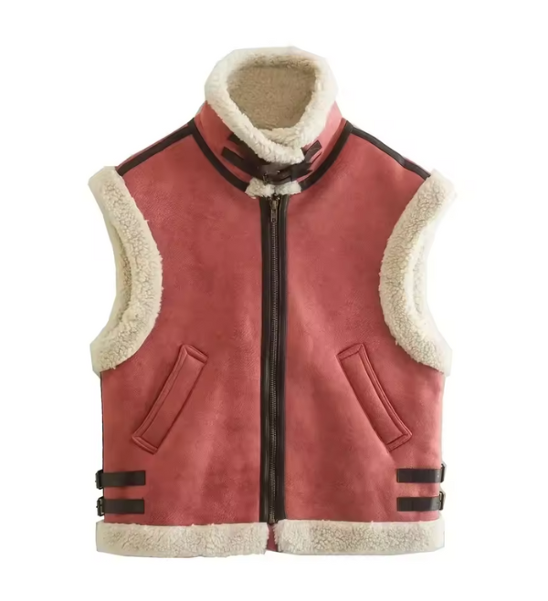 Clinty | Women's Faux Leather Vest with Cozy Teddy Lining – Stylish & Warm