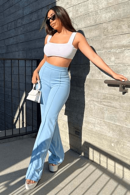 Arleta | Soft Fabric High-Waisted Flared Trousers