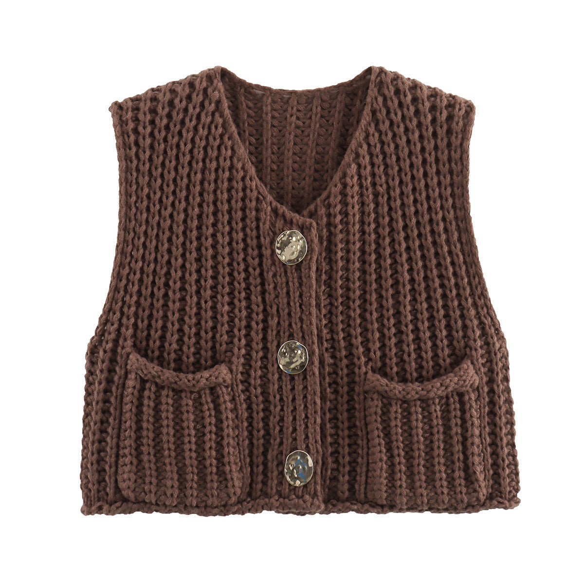 Elena | Sleeveless Knit Cardigan Featuring Pockets