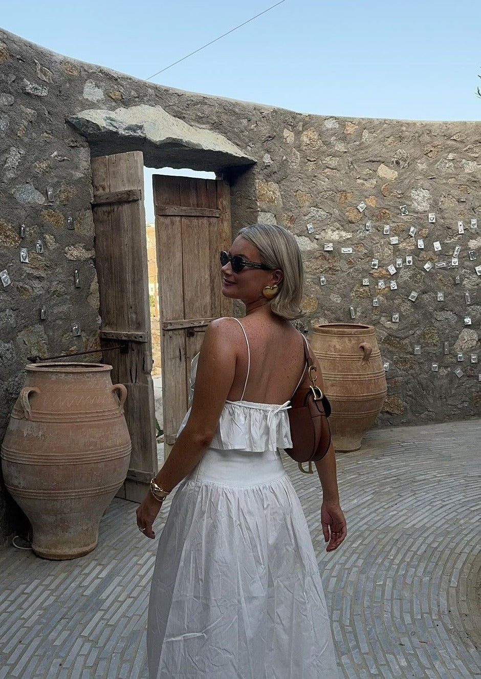 Junia | White Floral Crop Top with Rhinestone Accents