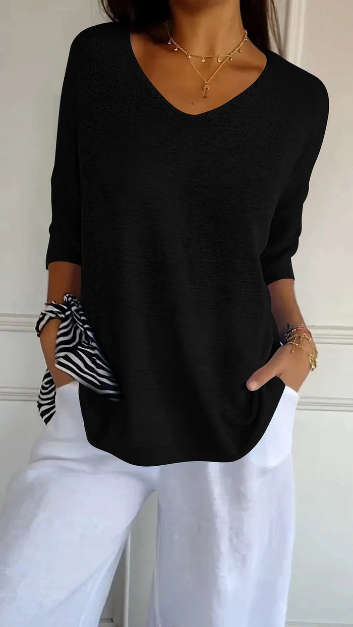 Maddie | Stylish V-Neck Knit Sweater