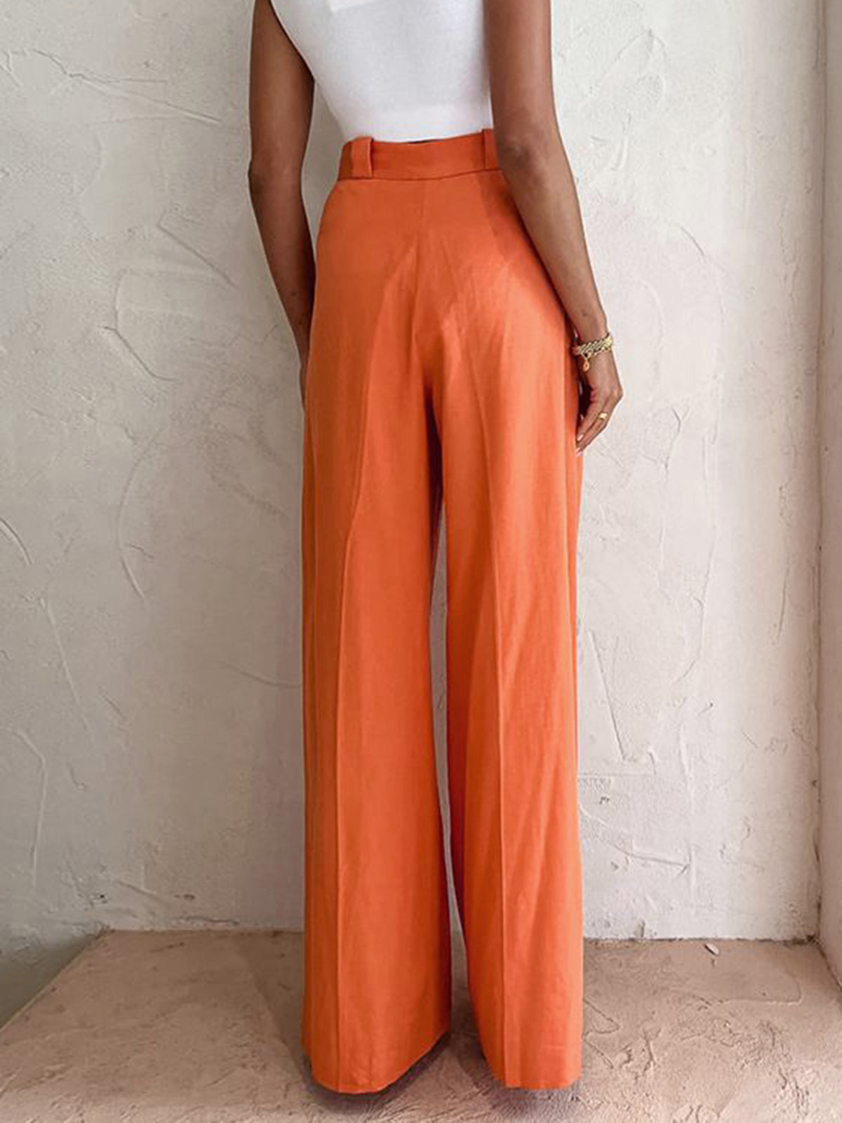 High-Waisted Linen Cotton Wide-Leg Pants for Women – Perfect for Summer