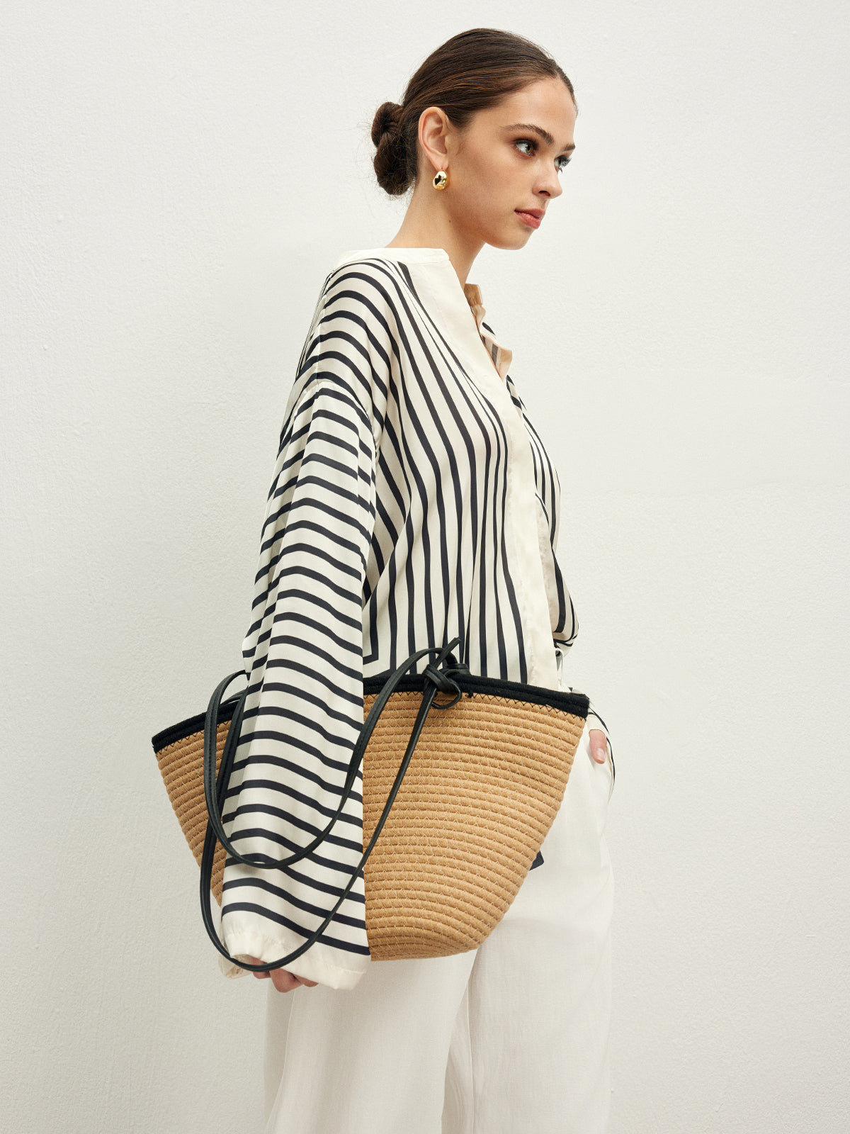Loran | Chic Satin Striped Top