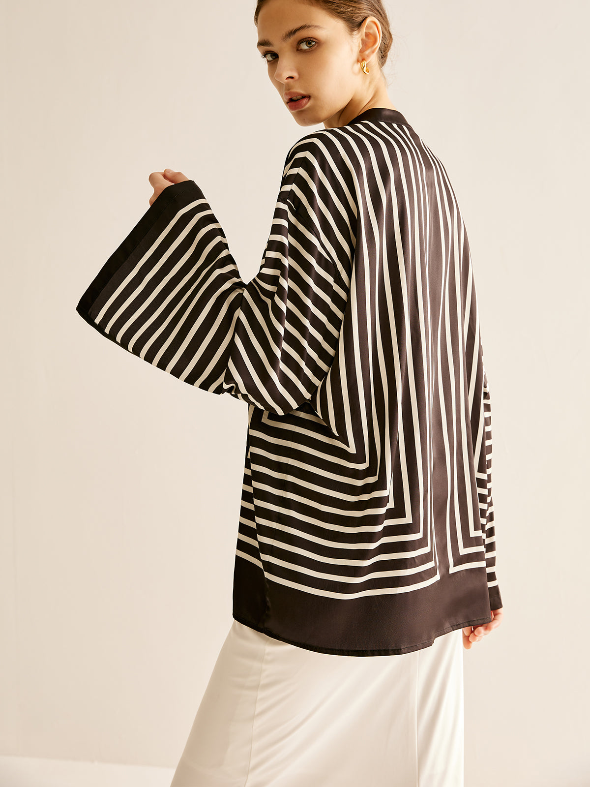 Loran | Chic Satin Striped Top