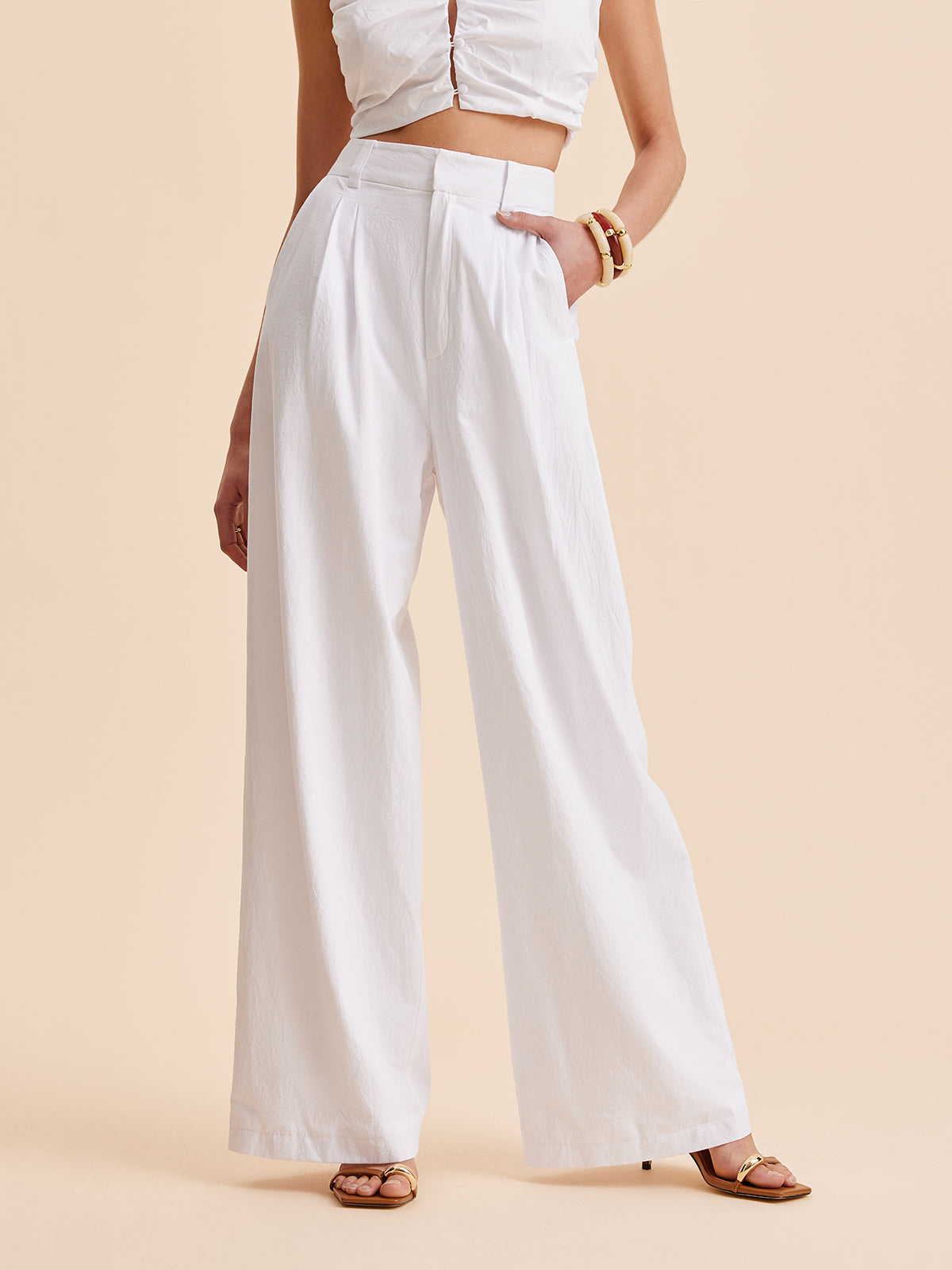 Isley | Mid-Rise Cotton Trousers Featuring Pockets