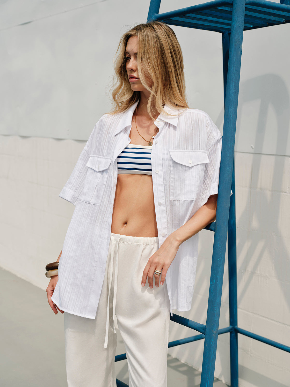 Didi | Women's Cotton Blouse Featuring Belt and Collar