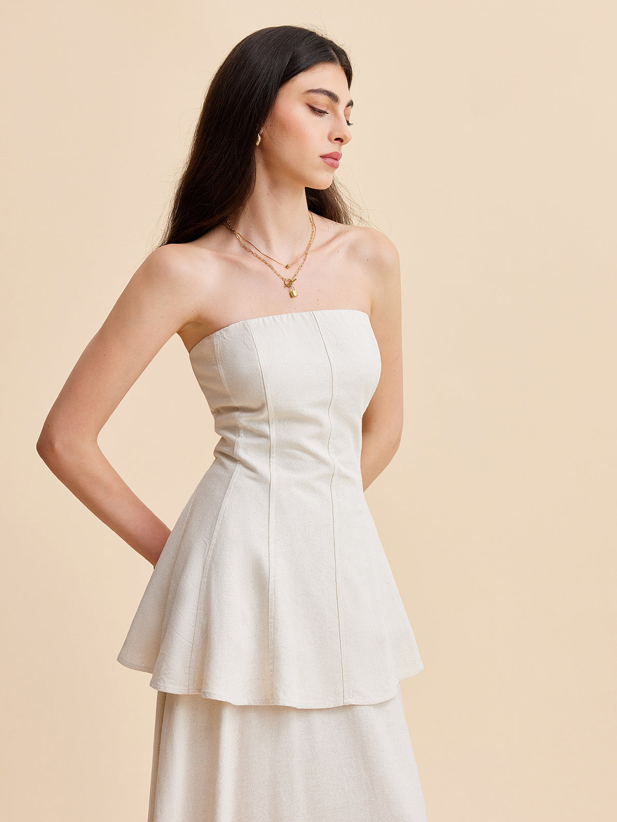Invy | Women's Summer Strapless Linen Ensemble