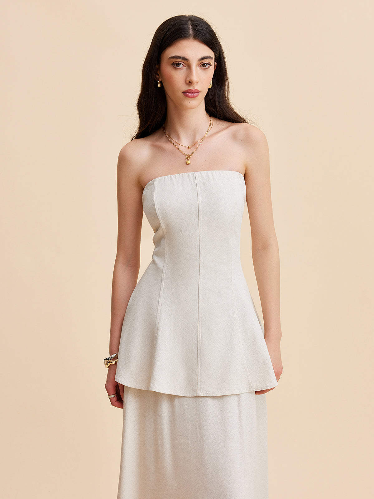 Invy | Women's Summer Strapless Linen Ensemble