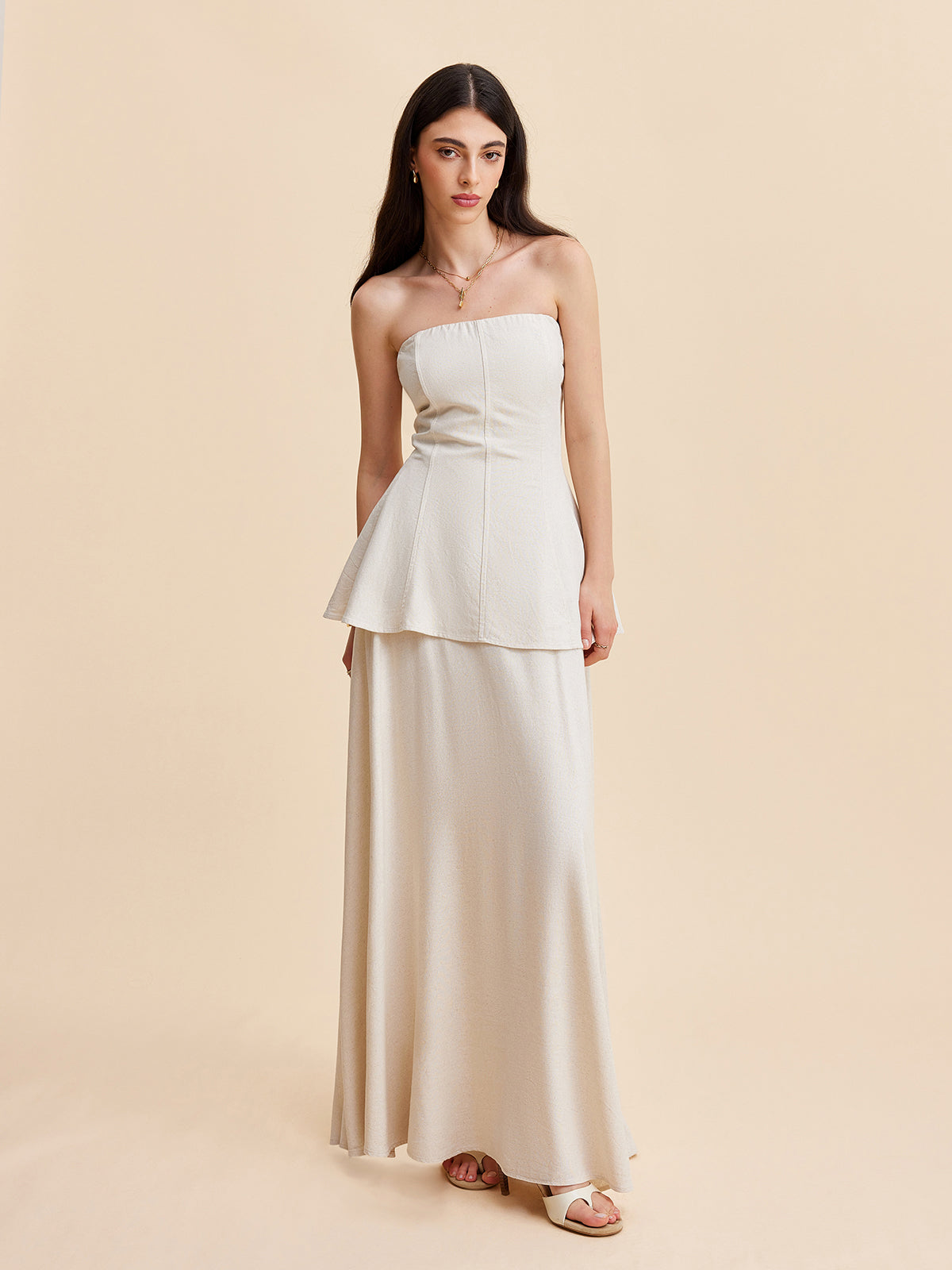 Invy | Women's Summer Strapless Linen Ensemble
