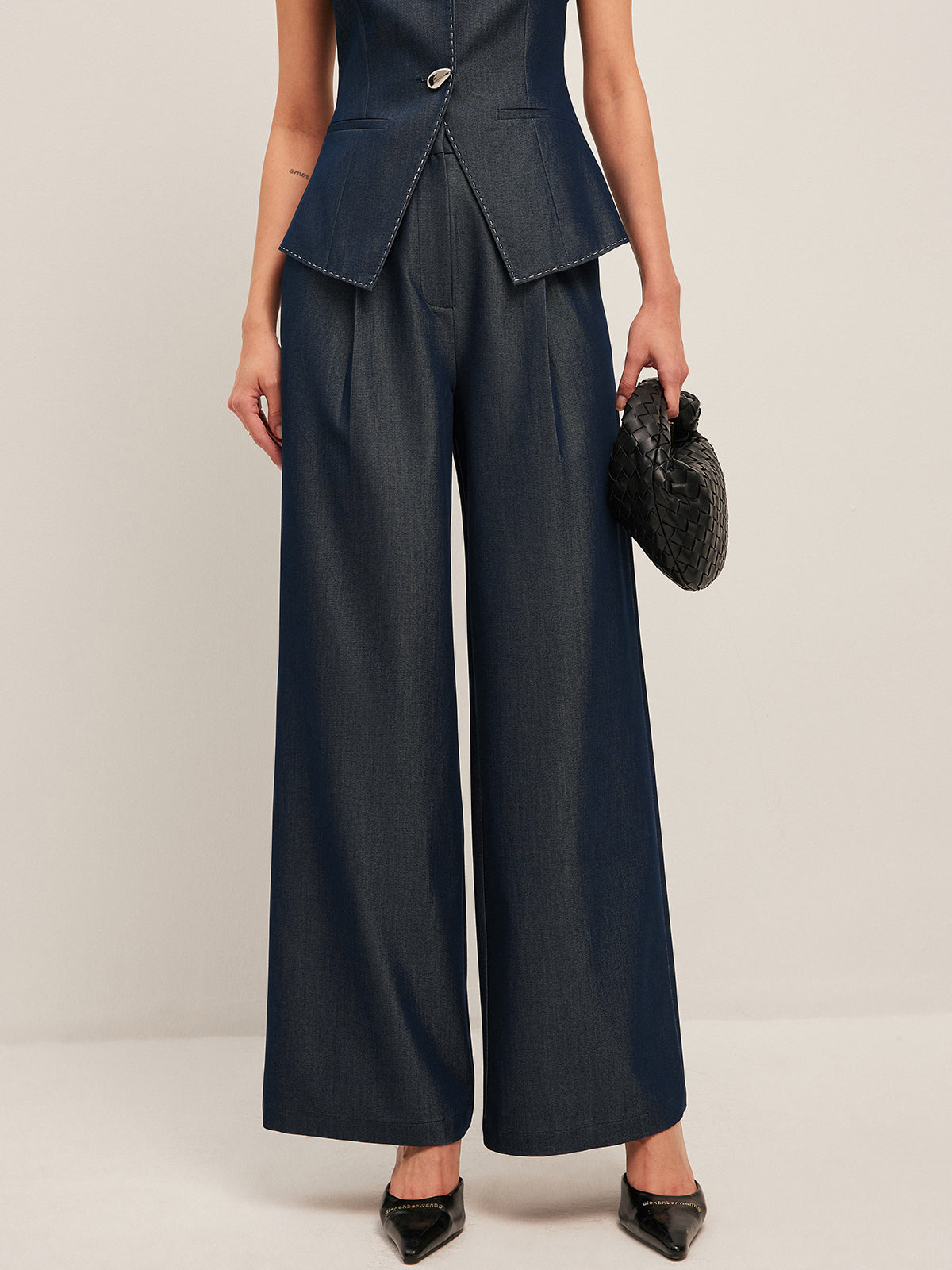 Idoya | Elegant High-Waisted Wide-Leg Trousers for Women – Stylish & Comfortable