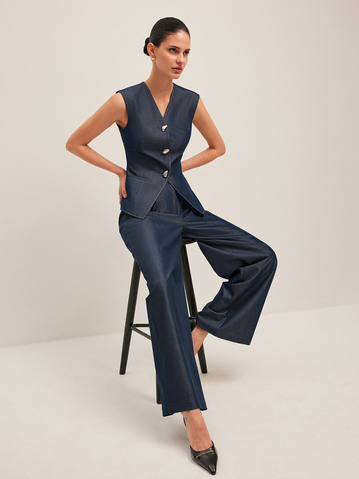 Idoya | Elegant High-Waisted Wide-Leg Trousers for Women – Stylish & Comfortable