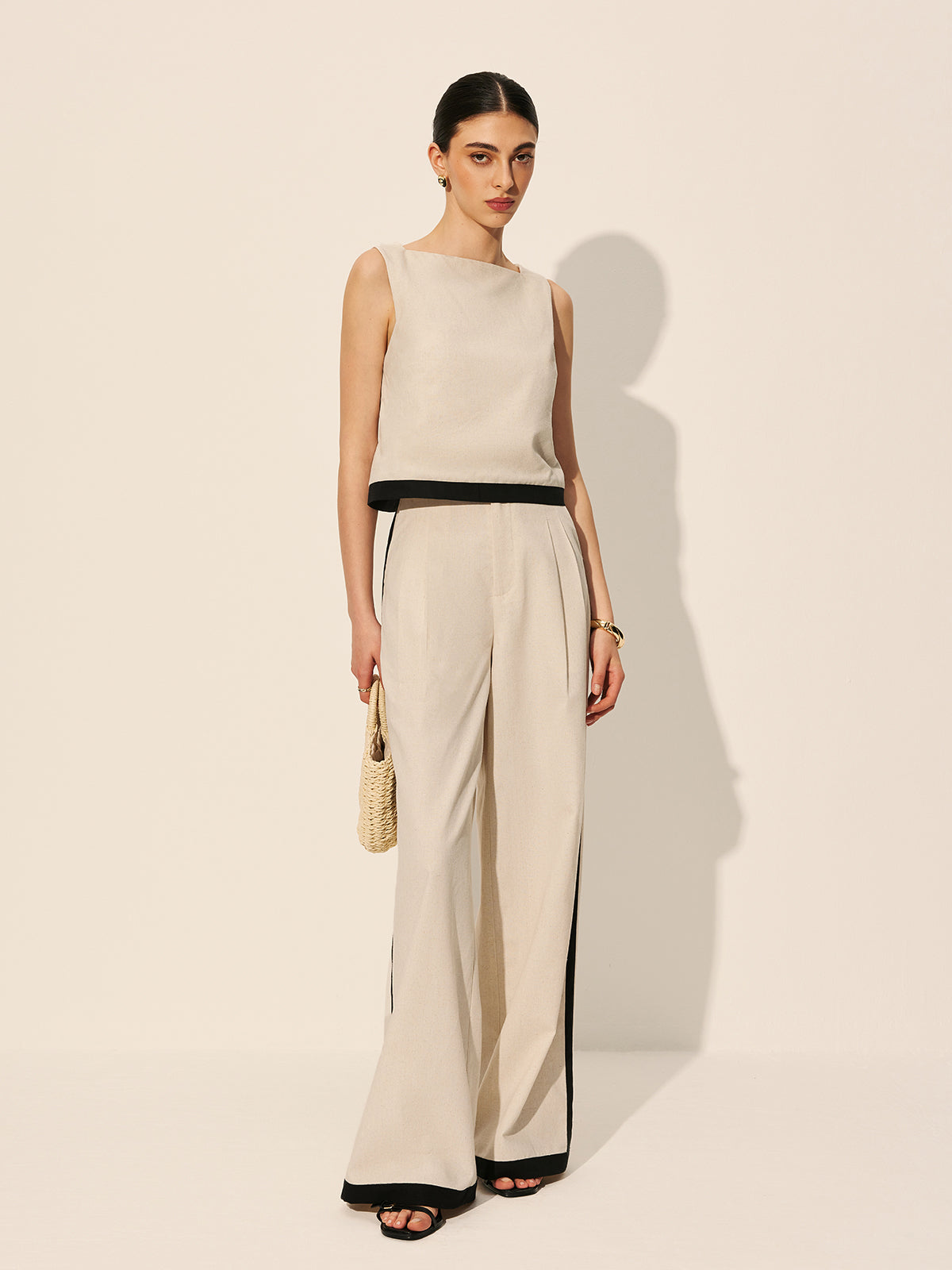 Loren | Women's Linen Cotton Suit with Contrasting Accents