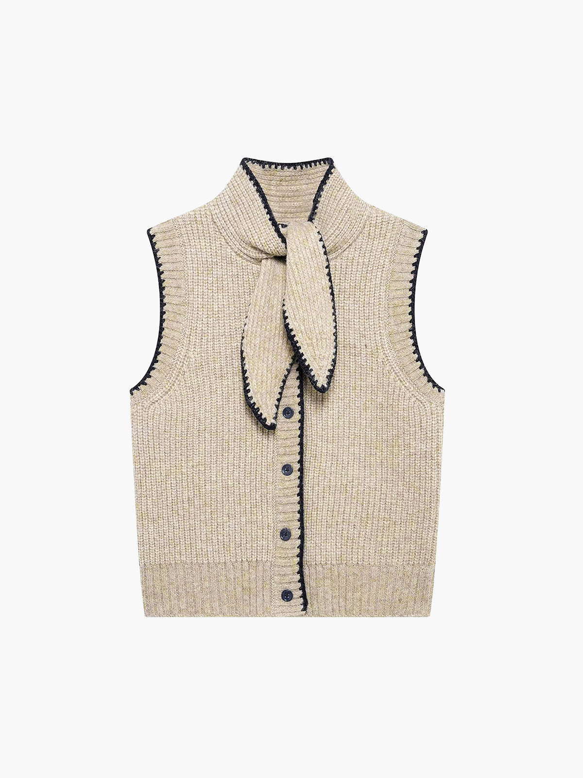 Vána | Stylish Sleeveless Women's Sweater with Bow Collar