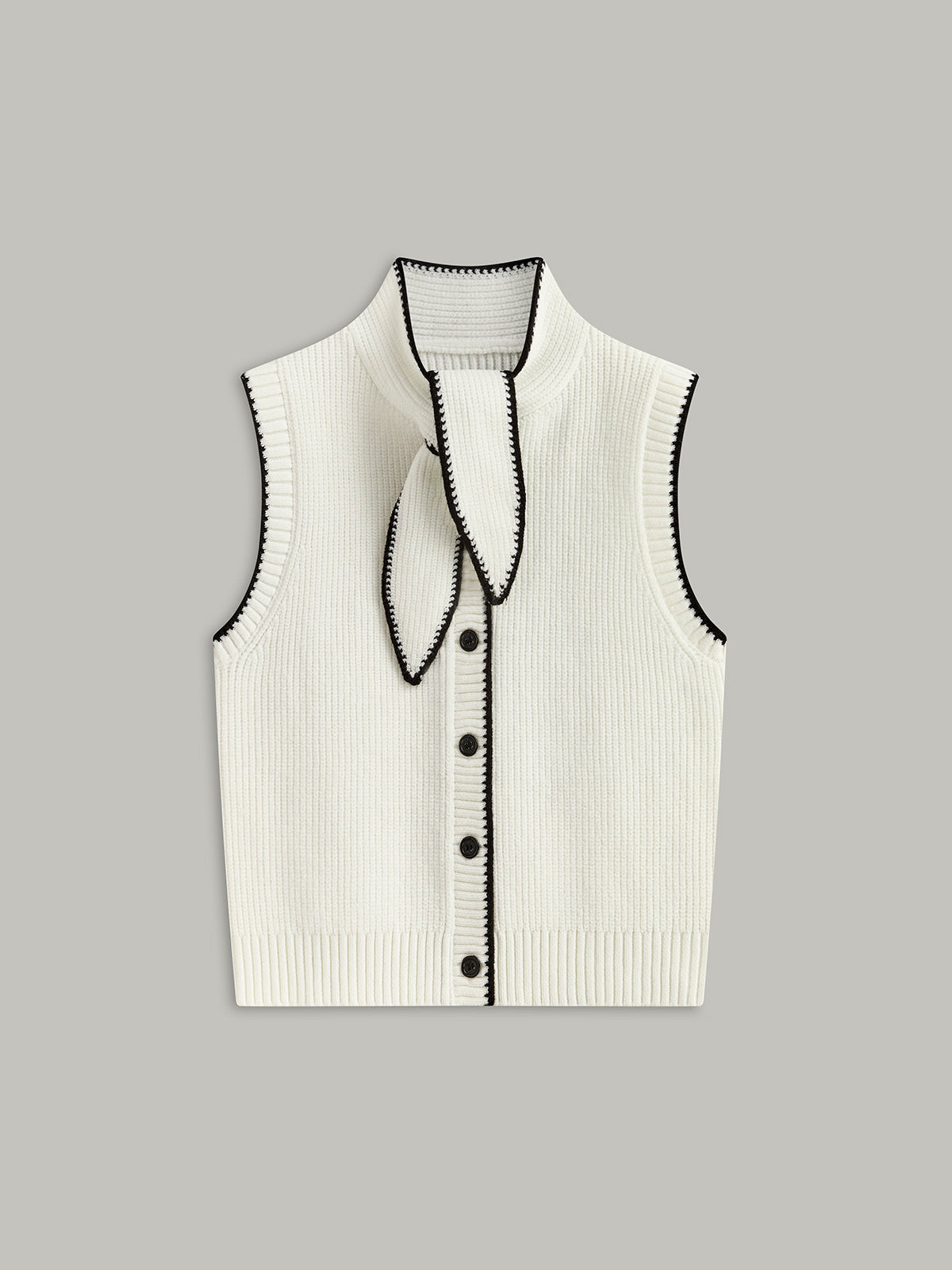 Vána | Stylish Sleeveless Women's Sweater with Bow Collar
