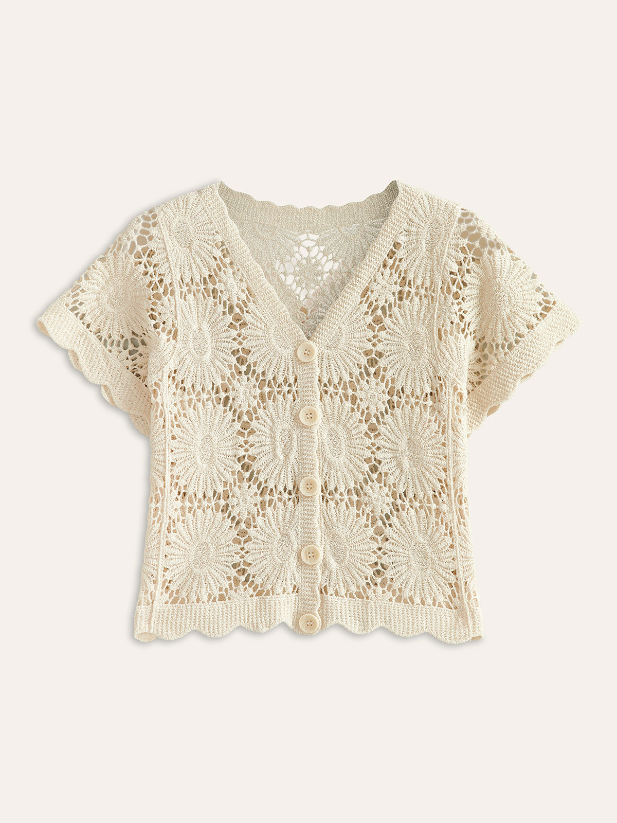 Isma | Stylish Knitted Cardigan with Floral Design & Button Details – Cotton Blend