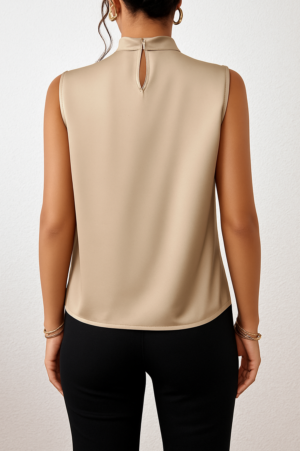 Bria | Twisted Neck Satin Sleeveless Blouse