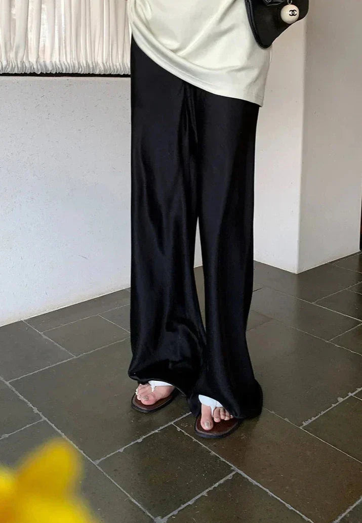 Liliana | Elegant Wide Leg Satin Pants – Stylish & Comfortable