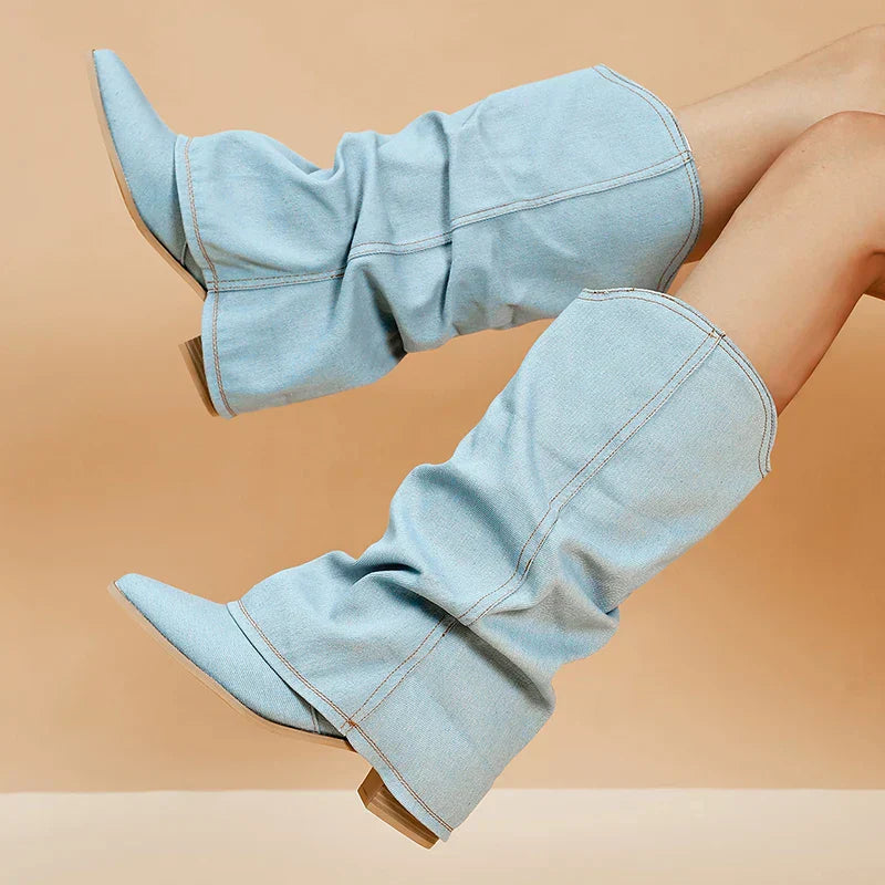 Miley | Chic Denim Boots for Women - Fashionable and Comfortable