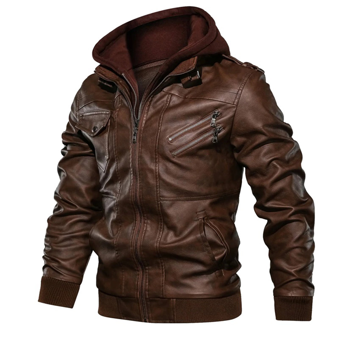Jacob - Men's Hooded Leather Jacket
