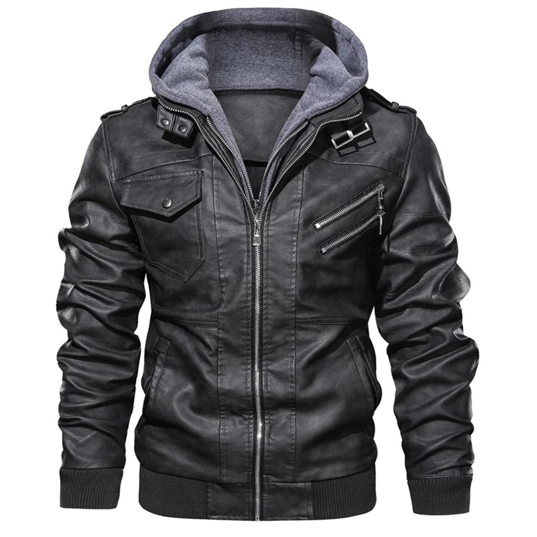 Jacob - Men's Hooded Leather Jacket