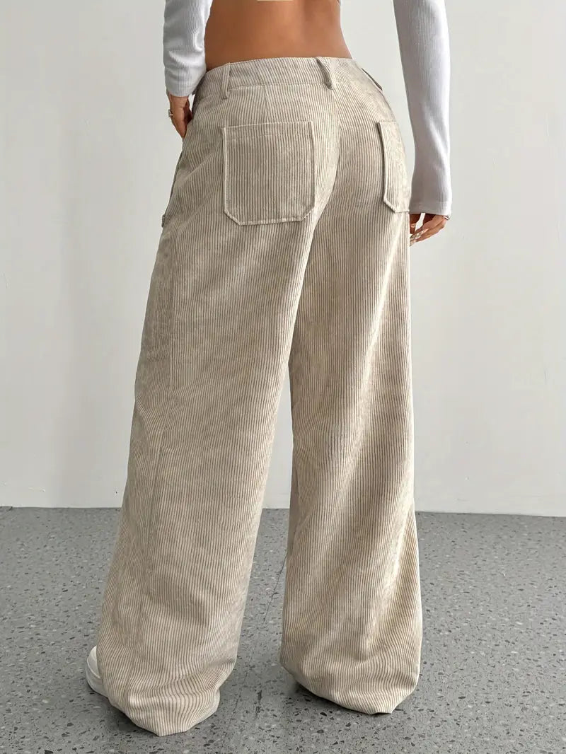 Leni | Women's High-Waisted Corduroy Pants - Relaxed Wide Leg Fit