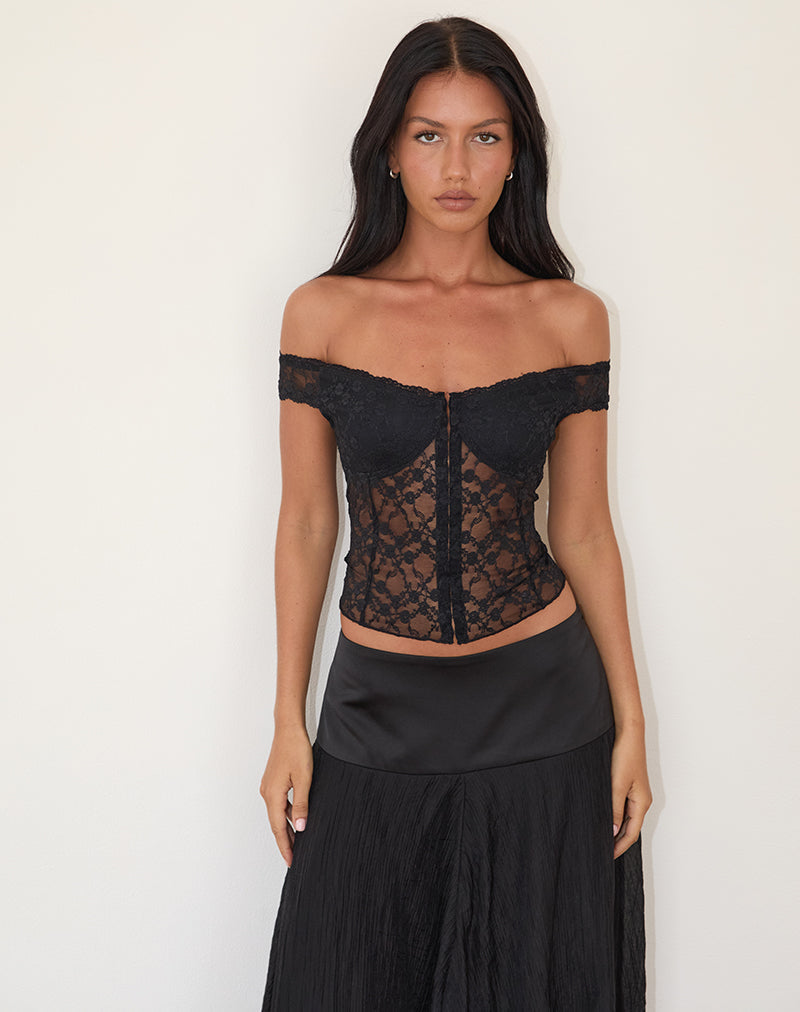 Chita | Elegant Lace Off-Shoulder Corset Top – Tailored Design