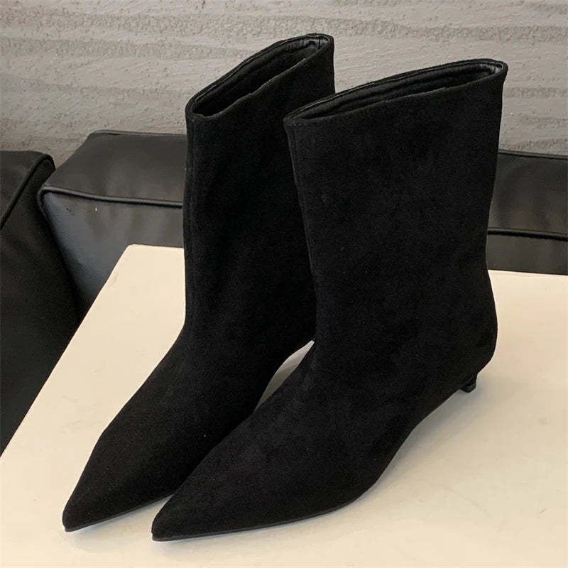 Chic Suede Ankle Boots with Sleek Stiletto Heel