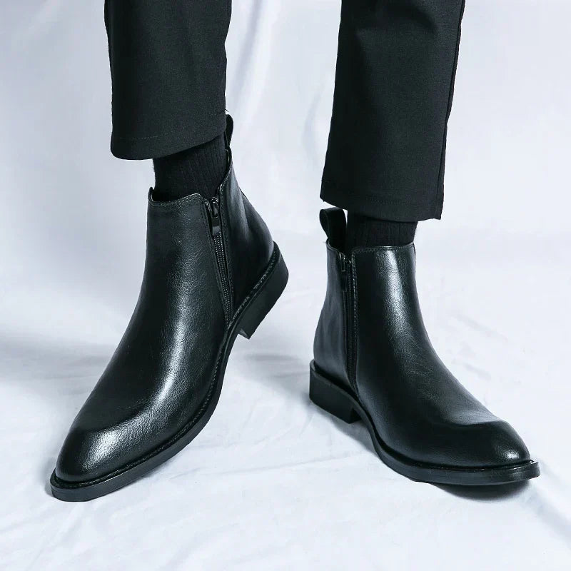 Nathan™ - Stylish Leather Chelsea Boots with Zipper Detail