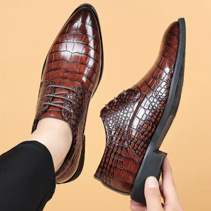 Lucas™ - Chic Crocodile-Embossed Vegan Leather Footwear