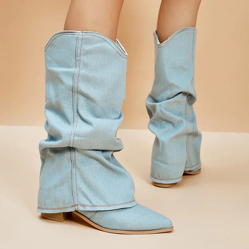 Miley | Chic Denim Boots for Women - Fashionable and Comfortable