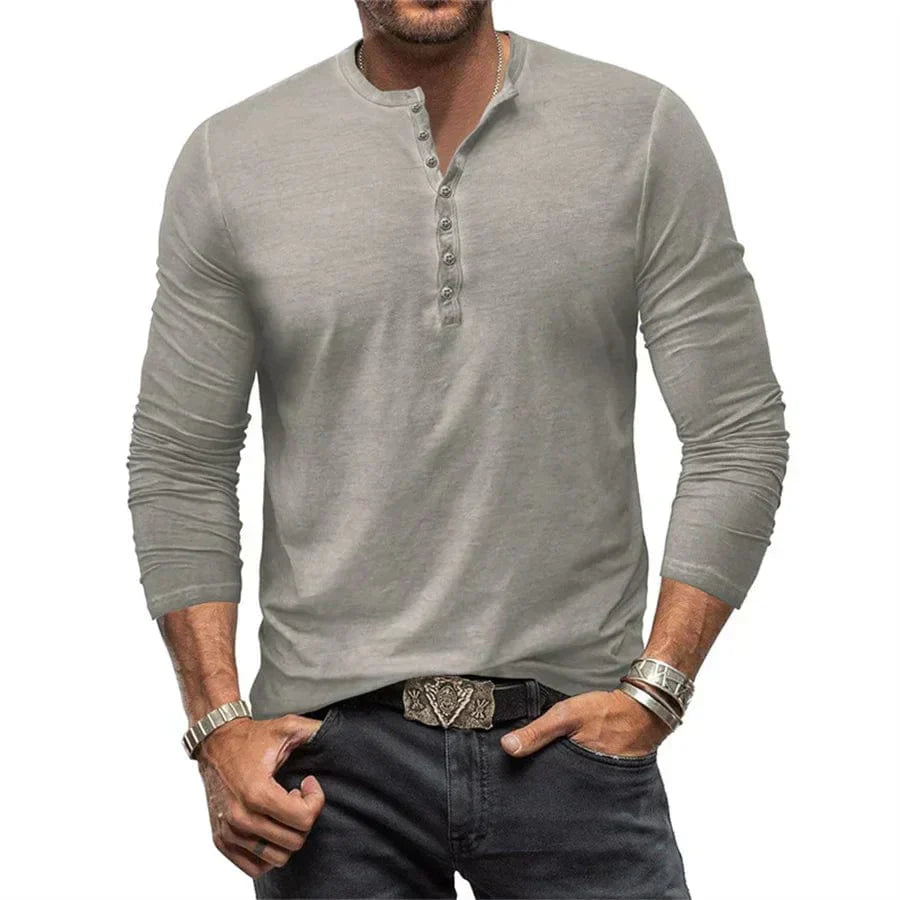 Long-Sleeve Henley Top