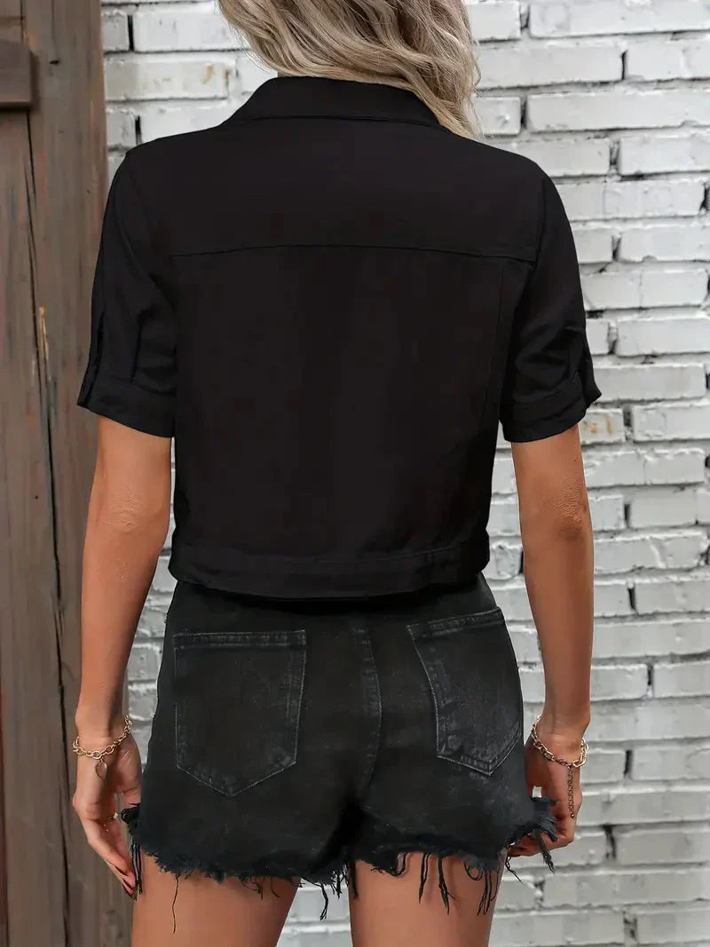 Jinthe | Short Sleeve Casual Denim Jacket