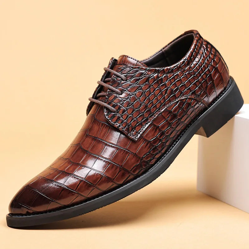 Lucas™ - Chic Crocodile-Embossed Vegan Leather Footwear