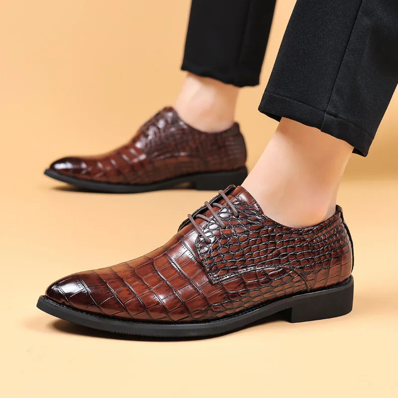 Lucas™ - Chic Crocodile-Embossed Vegan Leather Footwear