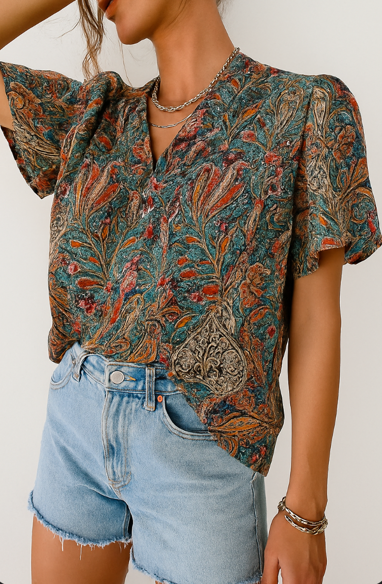 Cis | Puff Sleeve Short Blouse