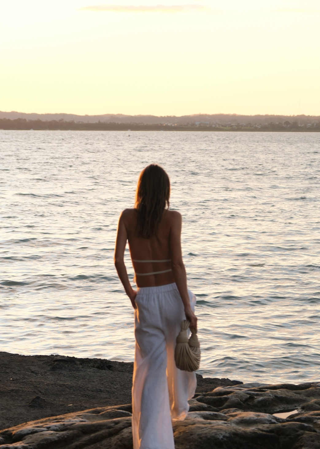 Roma | Women's White Low-Waist Palazzo Pants for Summer