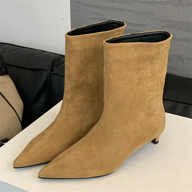 Chic Suede Ankle Boots with Sleek Stiletto Heel