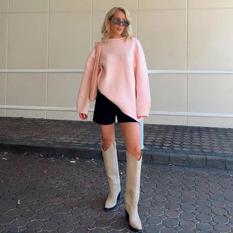 Fleurine | Elegant Pink Knit Sweater