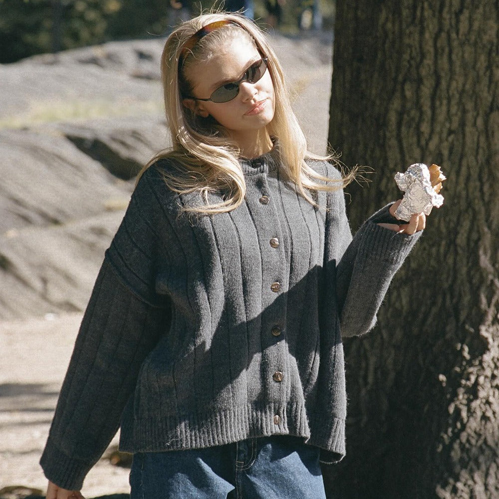 Veronica | Chic Women's Cardigan - Fashionable Ribbed Vest