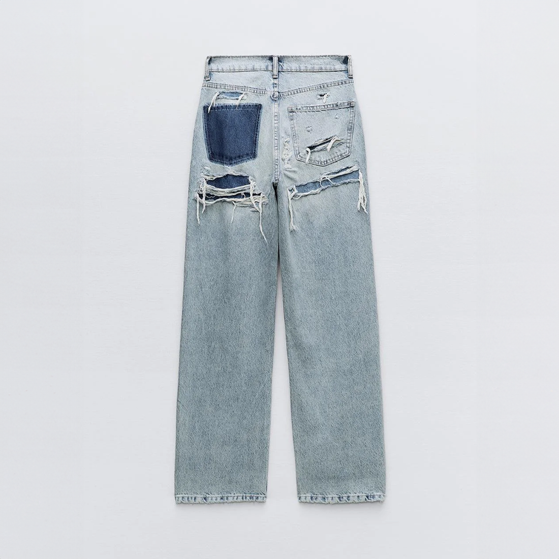 Burgina | Retro Distressed Jeans Featuring Distinctive Patchwork Accents