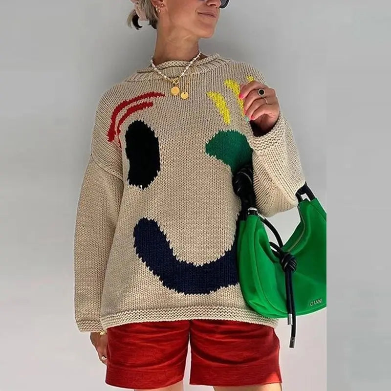 Maine | Women's Boho Sweater - Cozy & Chic with Smile Design