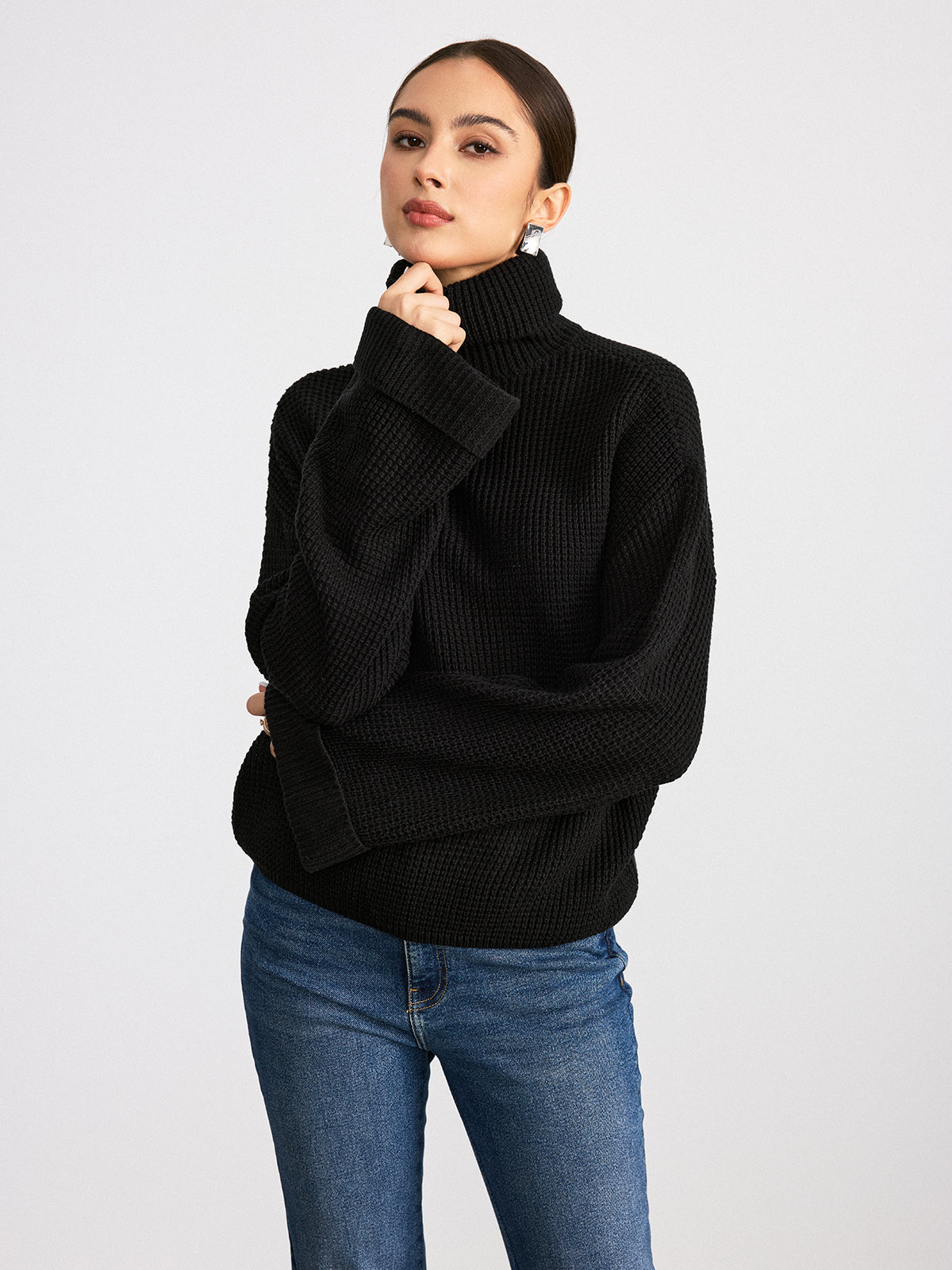 Sarah | Trendy Women's Turtleneck with Flared Sleeves - Cozy Ribbed Design
