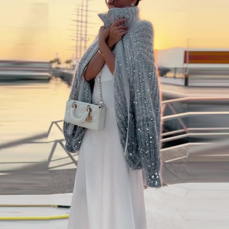 Eryka | Elegant Longline Oversized Shimmer Vest for Women