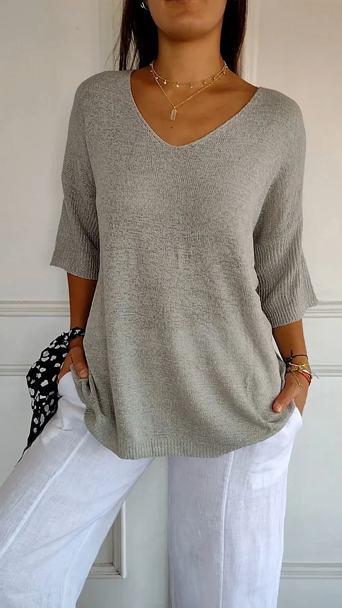 Maddie | Stylish V-Neck Knit Sweater