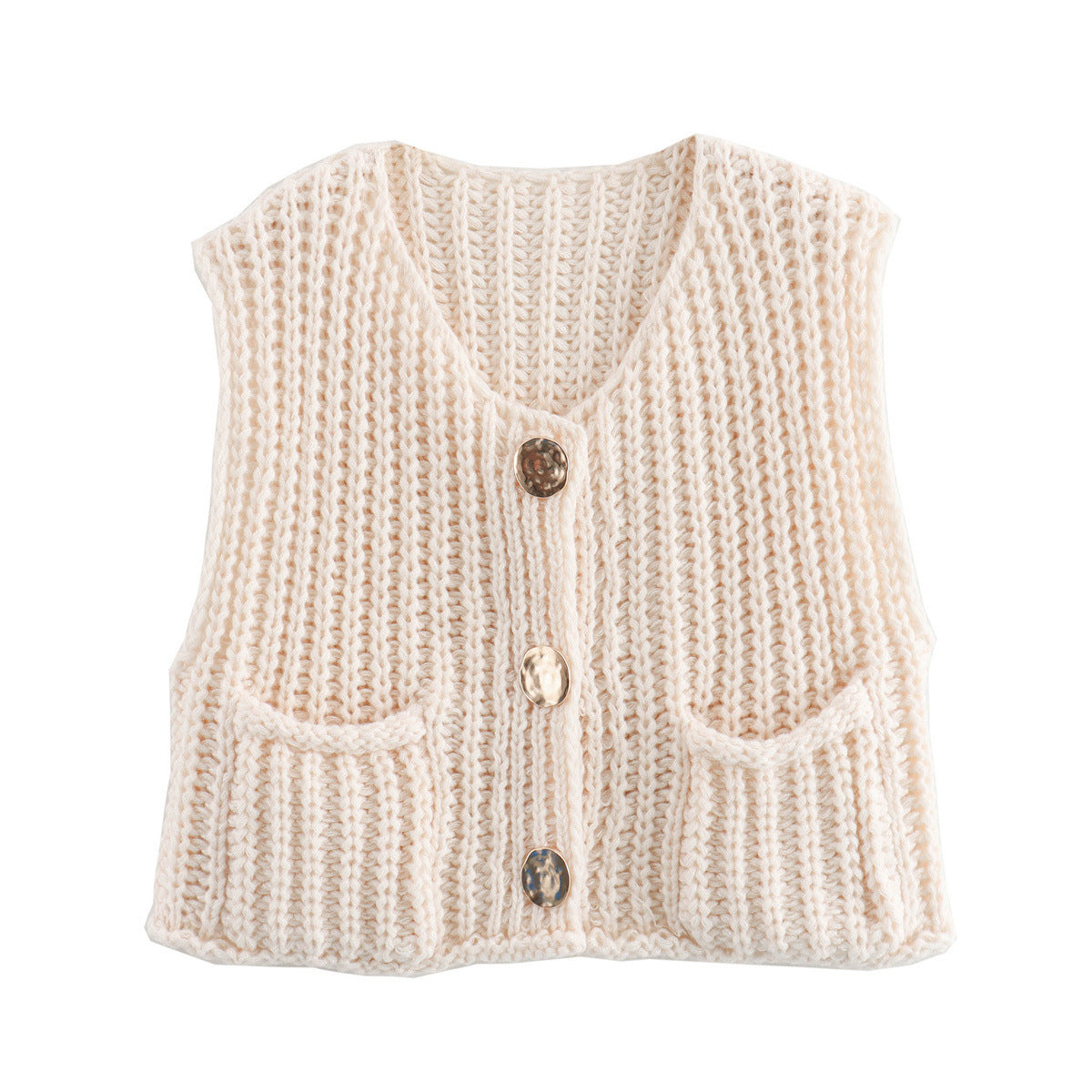 Elena | Sleeveless Knit Cardigan Featuring Pockets