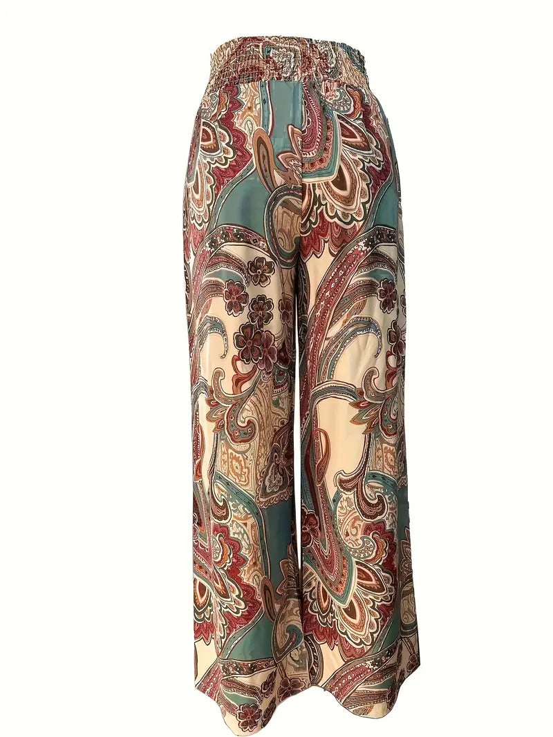 Geja | Women's Boho Paisley Wide Leg Pants – Comfort Meets Style
