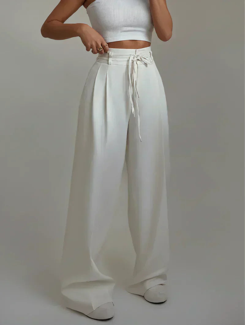 Margy | Women's High-Waisted Wide Leg Pants - Stretchy Fabric